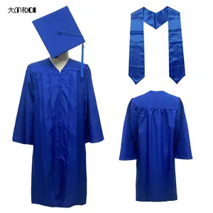 Vestido de solteiro para estudantes, chapéu de solteiro com fitas roxas, vestido de formatura para estudantes de 2024, pode ser personalizado em várias cores