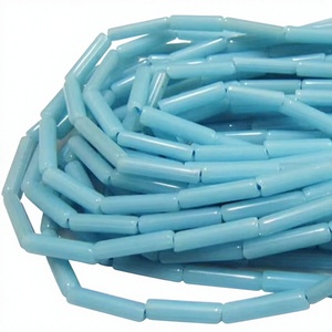 ลูกปัดทรงทูบไลท์สีฟ้าคอรัลอิตาเลียน ขนาด 3x12 มม. ขายเป็นเส้น ยาว 16 นิ้ว - Product Image 1