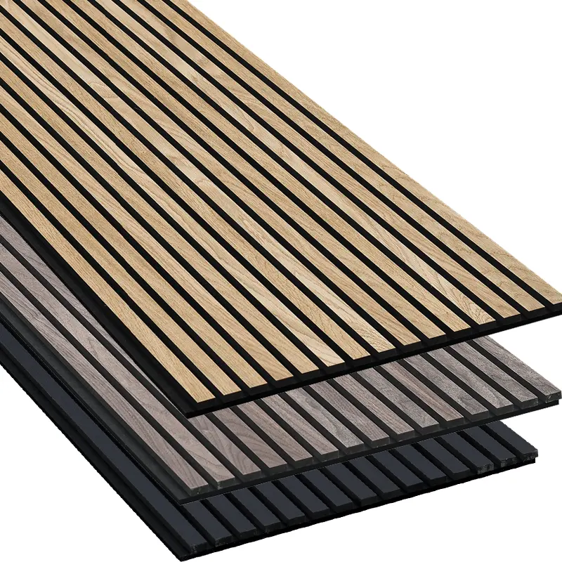 Akupanel Natural Veneer Oak Acoustic Panels Slat Wooden Wool Slatted Decorative Acoustic Wood Wall Panel