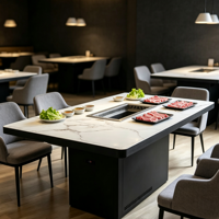 Table de barbecue commerciale Jilu anti-rayures, sans fumée, auto-purifiante avec échappement inférieur pour la restauration