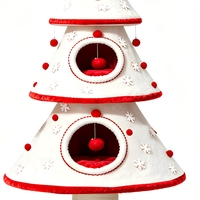 Arbre à chat moderne de luxe pour Noël, tour d'escalade intérieure pour chat, griffoir en peluche, maison pour chat avec jouet, matériau sisal, 4 niveaux, en carton