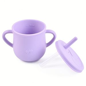 Vaso de Silicona de Grado Alimenticio para Bebés, Libre de BPA, Resistente al Calor, con Pajita, para Niños Pequeños, para Comer y Beber, Vajilla Infantil - Product Image 3