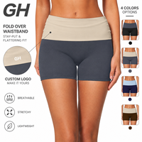 GH Wholesale Shorts de yoga pour femmes effet seconde peau, taille haute repliable, color block, effet ventre plat et rehaussement des fesses, pour la gym et le yoga