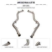 Paire de downpipes à ajustement direct avec bouclier thermique pour Mercedes AMG G63 W464 4.0T M177 V8 2019 à 2024 en acier inoxydable Gauche Droite