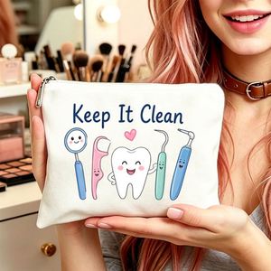 Bolsa de Aseo con Diseño Dental para Mujer, Bolsa de Maquillaje para Mamá, Hijas y Amigas, Regalo Ideal para Viajes y Cumpleaños - Product Image 2
