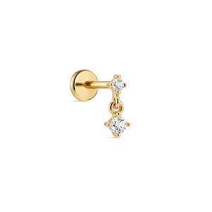 Labret de titanio G23 de grado implante con diseño de circonitas de varios tamaños en oro macizo de 14K, rosca interna, cabeza plana, minimalista, para oreja. - Product Image 1