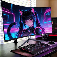 Monitor Gaming Layar Lengkung 49 inci LCD Super Lebar Definisi Tinggi 5k 75Hz dengan Stand yang Dapat Disesuaikan