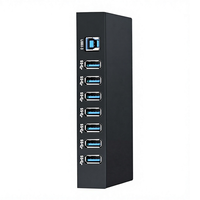 Hub de transmission USB 3.0 en métal à 7 ports, adaptateur d'alimentation 48W, transfert haute vitesse USB-A pour ordinateurs/portables/imprimantes/appareils photo, chargeur