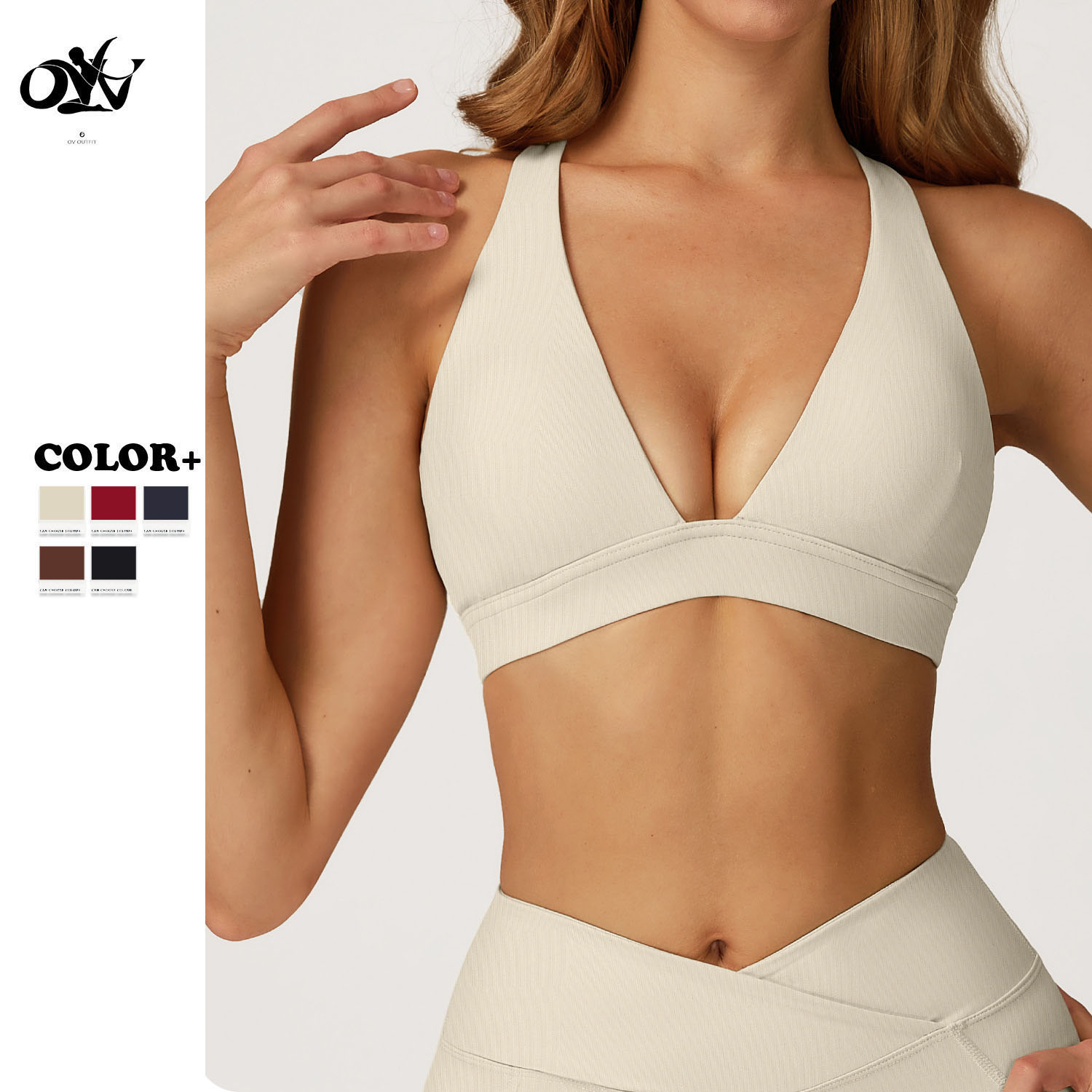 New Design Deep-v Sexy Workout Yoga Bra Cross Back Fashion Yoga Sports Bra Breathable High Elasticity Women Sport Bra for 2025