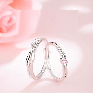 Anillos De Pareja 2pcs/<b>set</b> Tulip Flower Zircon Adjustable Couple <b>Rings</b> Wedding <b>Ring</b> Couple Engagement <b>Ring</b> for Women <b>Men</b> Jewelry - Product Image 3