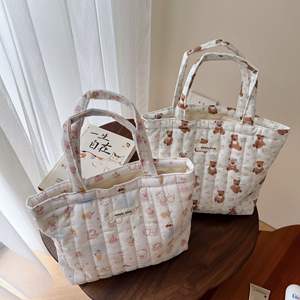 Özel Logolu Sevimli Karikatür Hayvan Baskılı Kapitone El Çantası - Kalınlaştırılmış Küçük Pamuklu Çanta Anne Omuz Çantası - Product Image 5