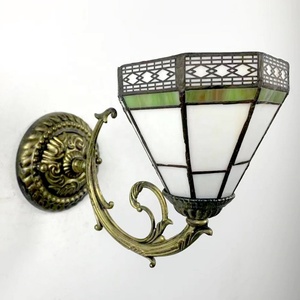 LongHuiJing Tiffany Style Stained Glass <b>Wall</b> <b>Sconce</b> Flower <b>Wall</b> Lamp Vintage Light Home Table Lamp Stained Glass Lamp - Product Image 4