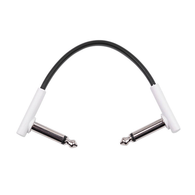 6 Inch Guitar Patch Cables 3PK or 6PK, 1/4" TS Right Angle Effect Pedal Flat Cables, Pedal Board Patch Cables, Black/ White