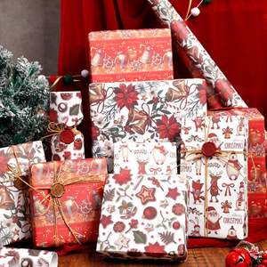 Rollo de papel de regalo Kraft de Navidad desechable al por mayor 80gsm tejido 43*300cm embalaje de regalo de lujo personalizado recubierto de silicona - Product Image 2