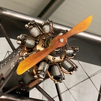 Grand modèle de biplan vintage suspendu en fer forgé, décoration d'avion en métal, avion rétro industriel à double aile pour bar, restaurant, centre commercial