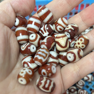 Ph Bán Buôn Tây Tạng Dzi Hạt 10*20Mm Màu Đỏ Và Trắng Agate Hai Mắt Và Một Mắt Trái Đất Trời Thiết Kế - Product Image 5