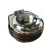 Calentador Eléctrico Comercial FLEY de Acero Inoxidable de 6L con Soporte de Madera, Estufa Buffet Abatible para Catering y Restaurantes