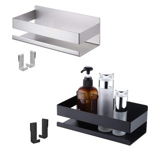 Organisateur <span class=keywords><strong>de</strong></span> rangement <span class=keywords><strong>de</strong></span> salle <span class=keywords><strong>de</strong></span> bain sans perçage Adhésif sans trace en acier inoxydable Étagère à panier en métal suspendu avec crochet Caddy <span class=keywords><strong>de</strong></span> <span class=keywords><strong>douche</strong></span> - Product Image 5