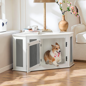 Jaula de madera para mascotas de alta gama, perrera para perros, estilo de muebles para interiores, cojín transpirable, esquina, <span class=keywords><strong>caseta</strong></span> de <span class=keywords><strong>perro</strong></span> con estampado de animales de Metal - Product Image 5