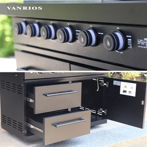 Cuisine mobile d'extérieur avec <span class=keywords><strong>plancha</strong></span> en acier, équipement de bar barbecue, îlot de cuisson portable au gaz avec évier et réfrigérateur pour jardin - Product Image 2
