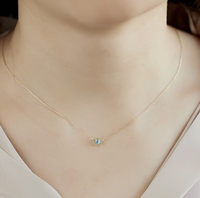 Nouveau Collier Chaîne de Clavicule Style Japonais Vintage Simple et Original 2026 avec Apatite Incrustée, en Argent 925 Plaqué Or 14K – Idéal Cadeau