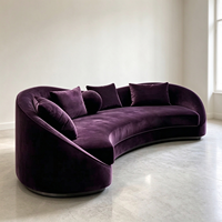 Canapé en tissu VOXHOME French Curved Cloud, rembourrage en mousse haute densité, trois places, canapé sectionnel, mobilier minimaliste pour salon