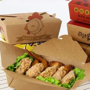 Disposable Tableware Bento Lunch Sandwich Fast Takeaway Packaging Brown Kraft Paper Food Box For Salad
