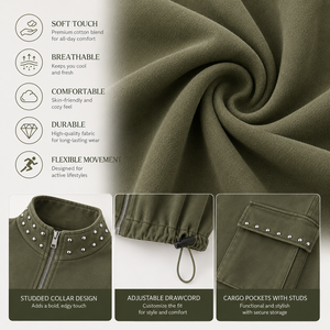 Completo da Uomo Oversize in Felpa Pesante con Giacca Corta con Zip e Pantaloncini Cargo, Stile Streetwear - Product Image 3