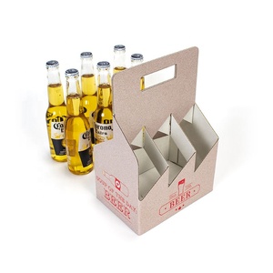 Porta botellas <span class=keywords><strong>de</strong></span> cerveza, caja <span class=keywords><strong>de</strong></span> embalaje <span class=keywords><strong>de</strong></span> papel corrugado portátil con mango, 6 paquetes - Product Image 3