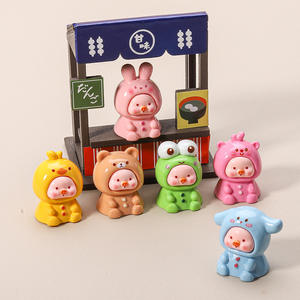 2025 Color sólido lindo pequeño Animal sentado tridimensional Diy accesorios lindos accesorios de resina de dibujos animados Color Piglet - Product Image 3