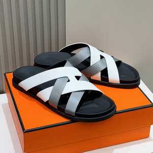 Chaussures de créateur pour hommes, tongs de plage en cuir véritable, confortables, à bout ouvert, à enfiler, sandales d'été tendance pour hommes - Product Image 3