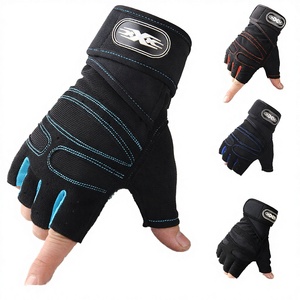 Half Finger Fitness Gloves Adjustable Wrist <b>Strap</b> Breathable Weight Lifting Gym Workout Unisex Black Blue Stitching - Product Image 4