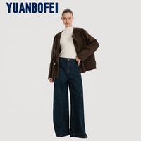YUANBOFEI haute qualité personnalisé noir taille moyenne pantalon large jean lavable mode Simple prix de gros compétitifs