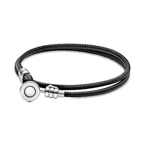 Bracelets en cuir tressé multicolores tendance <span class=keywords><strong>Pandora</strong></span> en argent S925, adaptés aux breloques DIY, bijoux, cadeaux exquis - Product Image 3