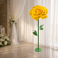 Support de fleurs géant en papier jaune, fleurs artificielles pour décoration de mariage, événements, présentation florale commerciale, vitrine de centre commercial