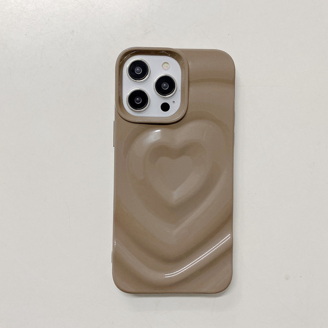 Cute 3D Love Heart Protective Cover Girls Phone Case for iPhone Solid Beige Phone Case White Black Love Heart Case for iPhone 17
