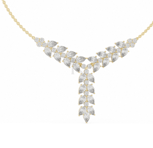 Collar con colgante de diamante talla pera en forma de Y, de oro macizo de 14K, con diseño de enredadera botánica, colgante colgante en cascada, de diamante cultivado en laboratorio, llamativo y de alta joyería - Product Image 2
