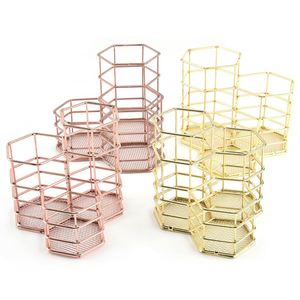 Organisateur de bureau multifonctionnel en métal (fer) de 0,24 kg, support hexagonal pour stylos de bureau - Product Image 4