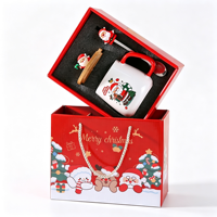 Ensemble de tasses en céramique créatives pour Noël avec motif Père Noël, résistantes aux hautes températures, boîte cadeau incluant tasse, couvercle et cuillère