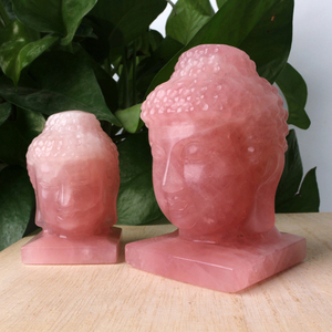 Figurine de tête de Bouddha en quartz rose de 8 cm, sculptée et polie, de haute qualité, en cristal naturel, pour le Feng Shui - Product Image 1
