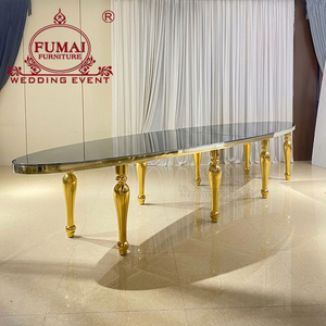 Grandes tailles personnalisées populaires ensembles de table et de chaises ovales en verre trempé noir pour événements de fête - Product Image 2
