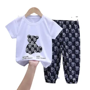 2022 летние комплекты детской одежды для мальчиков повседневная одежда из хлопка; Детская одежда; Одежда для маленьких мальчиков с футболкой и брюками, комплект из 2 предметов, комплекты одежды