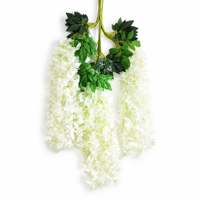Guirlande de fleurs artificielles de glycine blanche en soie pour décoration d'arche de mariage, fête, maison, jardin, mur et présentation