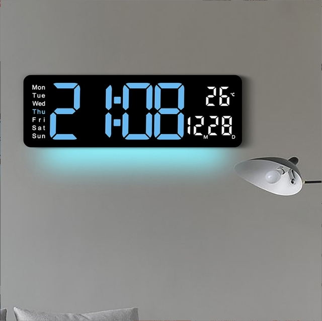 LED Atmosphere Light Alarm Digital Wall Clock Timer Home Decor Multi-Functional Murale Reloj De Pared