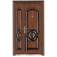 Porte d'entrée pivotante moderne en aluminium noir avec serrure intelligente, extérieur en acier inoxydable