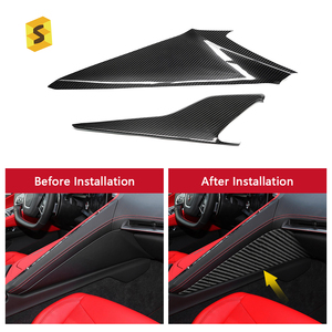 Shasha in fibra di carbonio 2 pezzi copri coperchio della Console centrale in carbonio a secco accessori interni per Chevrolet <span class=keywords><strong>Corvette</strong></span> C8 2020 anni - Product Image 4