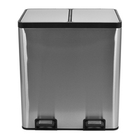 HANGSHAU Pédale debout en acier inoxydable 40l(20 + 20l) Poubelle à double compartiment Poubelle à recyclage