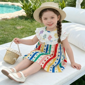 Vestito estivo da bambina senza maniche, modello A-Line, in cotone all'uncinetto con volant, stampato, morbido al tatto, stile arcobaleno, elegante e di tendenza, bestseller 2026 - Product Image 5