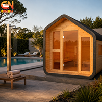 Sauna extérieur en bois thermique, cabine de sauna moderne en forme de cube pour jardin, villa, hôtel et projets de bien-être en station balnéaire
