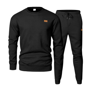 Traje deportivo y de ocio para hombres europeos y americanos Suéter de Jacquard de cuello redondo LOGOTIPO personalizado de dos piezas - Product Image 5